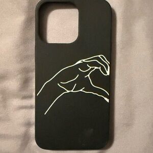 Black Phone Case with Artistic Heart Hand Design